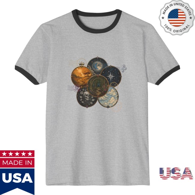 Asterverse Merch Store 6 Realms Lightlark Unisex Cotton Ringer T-Shirt Heather Grey Black