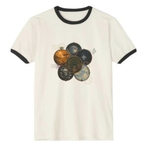 Asterverse Merch Store 6 Realms Lightlark Unisex Cotton Ringer T-Shirt Natural Black