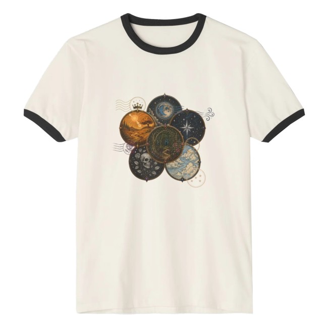Asterverse Merch Store 6 Realms Lightlark Unisex Cotton Ringer T-Shirt Natural Black