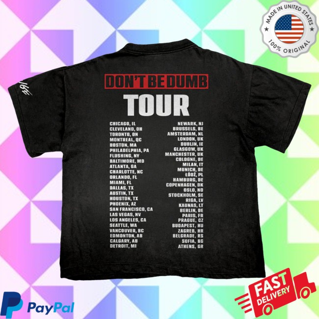 Awge Merch Store Don't Be Dumb Tour Smiley Dateback T-Shirt 4 Awge Merch Store Don't Be Dumb Tour Smiley Dateback T-Shirt