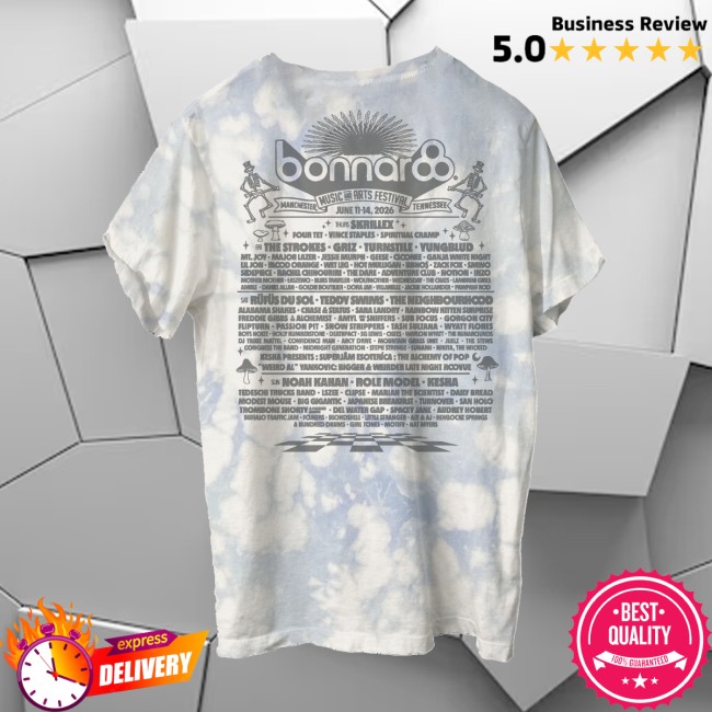 Bonnaroo Music & Arts Festival Store Merch Skeleton Bus Lineup Tee 5 Bonnaroo Music & Arts Festival Store Merch Skeleton Bus Lineup Tee