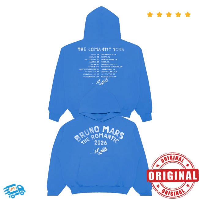 Bruno Mars Store Merch The Romantic Tour Blue Hoodie 5 Bruno Mars Store Merch The Romantic Tour Blue Hoodie