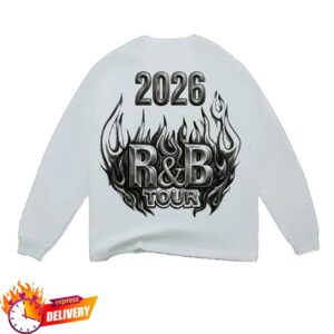 Chris Brown Store Merch Chris Brown R&B Tour Flame White Longsleeve Tee