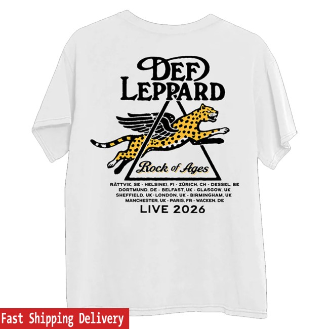 Def Leppard Store Merch Rock Of Ages Live 2026 White T-Shirt 4 Def Leppard Store Merch Rock Of Ages Live 2026 White T-Shirt