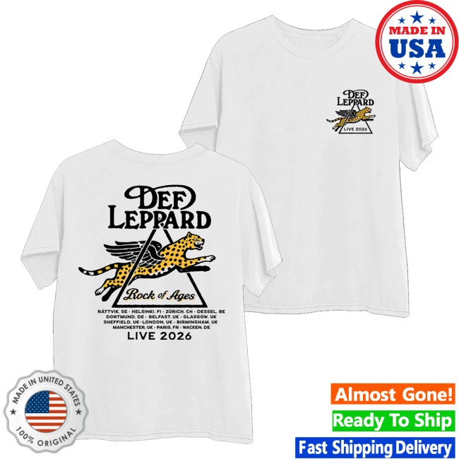 Def Leppard Store Merch Rock Of Ages Live 2026 White T-Shirt 5 Def Leppard Store Merch Rock Of Ages Live 2026 White T-Shirt
