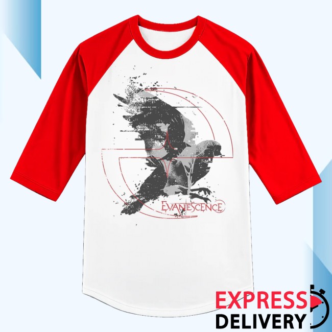 Evanescence Merch Store Dove Logo Red Raglan Tee 2 Evanescence Merch Store Dove Logo Red Raglan Tee