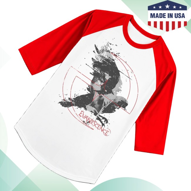 Evanescence Merch Store Dove Logo Red Raglan Tee 3 Evanescence Merch Store Dove Logo Red Raglan Tee