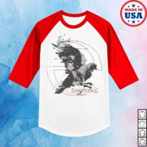 Evanescence Store Merch Dove Logo Red Raglan Tee