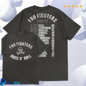 Foo Fighters Merch Shop Rock N Roll Skeleton 2026 Tour Tee