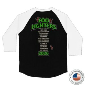 Foo Fighters Store Merch Skeleton Lineup Raglan
