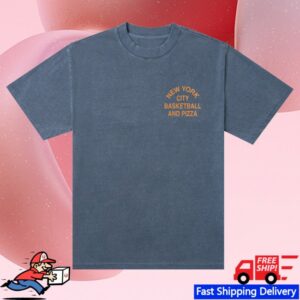 Local Hoops Merch Store Heavy Indigo Nyc Basketball & Pizza Tee