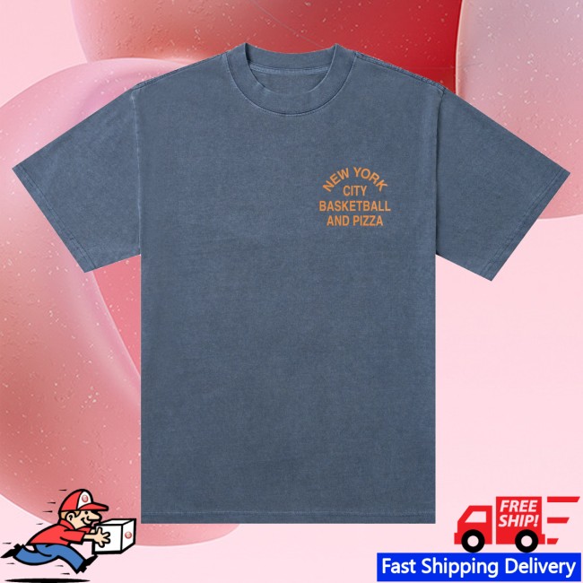 Local Hoops Merch Store Heavy Indigo Nyc Basketball & Pizza Tee