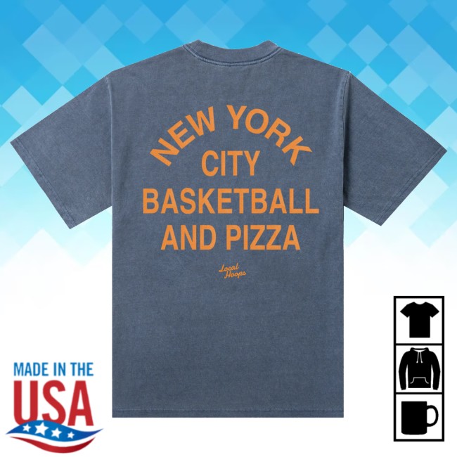 Local Hoops Merch Store Heavy Indigo Nyc Basketball & Pizza Tee