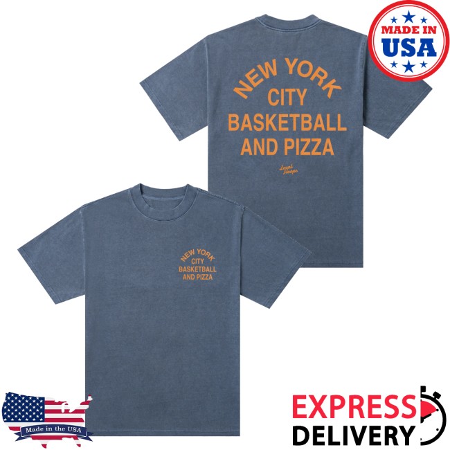 Local Hoops Merch Store Heavy Indigo Nyc Basketball & Pizza Tee