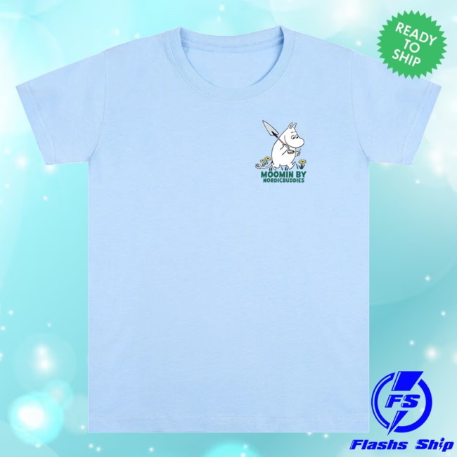 Moomin Merch Shop Moomintroll Gardening T-Shirt Light Blue
