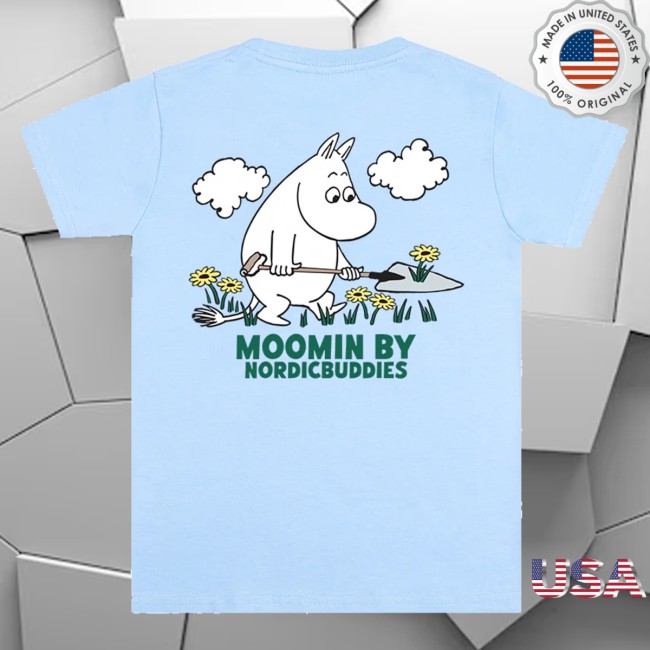 Moomin Merch Shop Moomintroll Gardening T-Shirt Light Blue