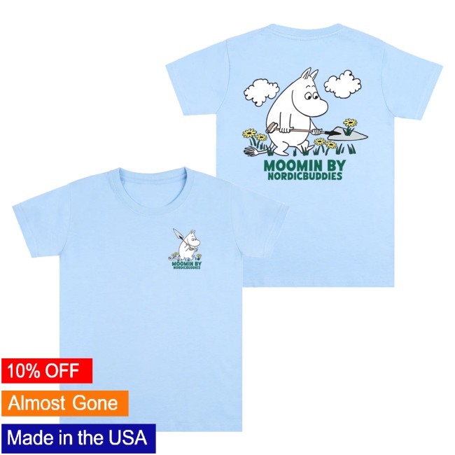 Moomin Merch Shop Moomintroll Gardening T-Shirt Light Blue