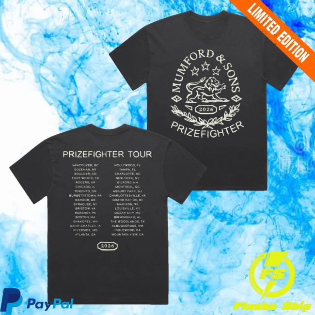 Mumford And Sons Merch Store Black Prizefighter Stamp Print Tour T-Shirt 5 Mumford And Sons Merch Store Black Prizefighter Stamp Print Tour T-Shirt