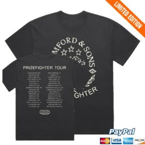 Mumford And Sons Store Merch Shop Black Prizefighter Stamp Print Tour T-Shirt