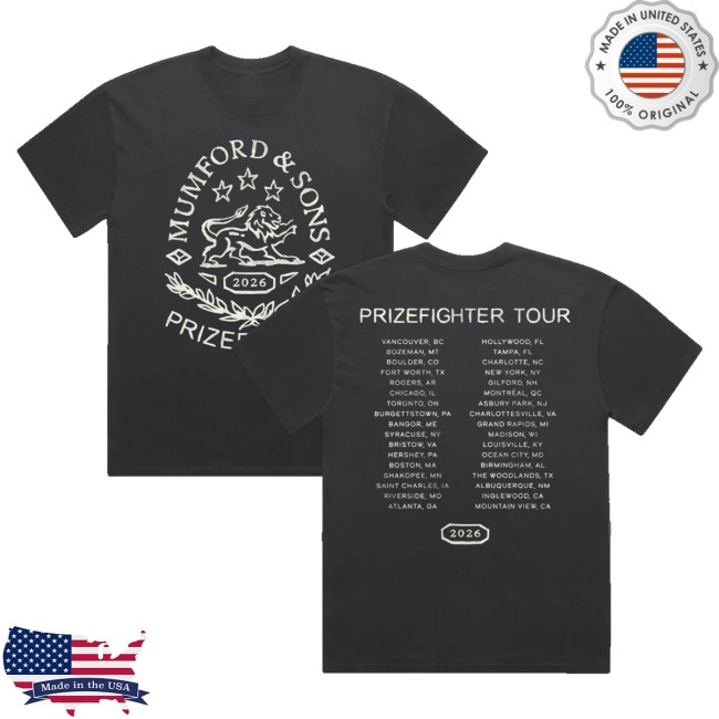 Mumford & Sons Store Merch Black Prizefighter Stamp Print Tour Shirt 6 Mumford & Sons Store Merch Black Prizefighter Stamp Print Tour Shirt