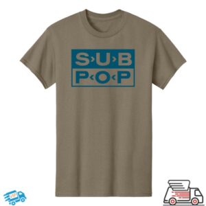 Sub Pop Mega Mart Merch Store Sub Pop Logo Savana Brown W Blue T-Shirt