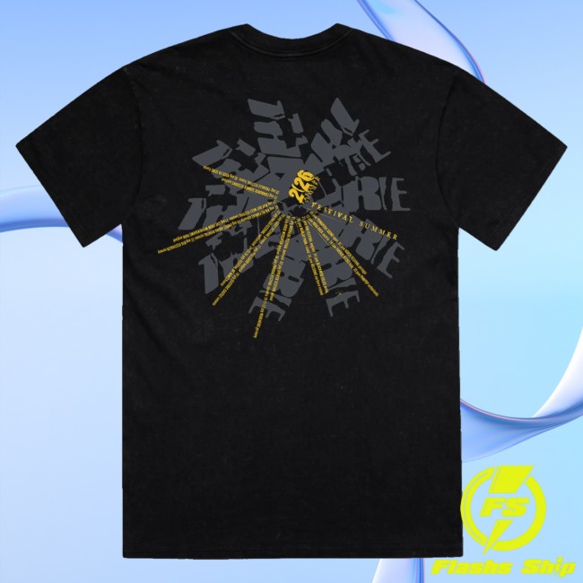 The Cure Merch Store Festival Summer Dateback Black Yellow T-Shirt 4 The Cure Merch Store Festival Summer Dateback Black Yellow T-Shirt