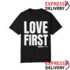 Tim Timmons Store Merch Love First (Block) - Vintage Garment-Dyed Unisex Shirt