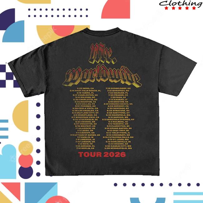 Pitbull Music Merch Shop Mr. Worldwide I'm Back 2026 Tour T-Shirt 4 Pitbull Music Merch Shop Mr. Worldwide I'm Back 2026 Tour T-Shirt