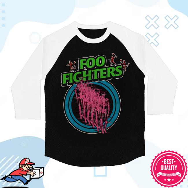 Foo Fighters Merch Shop Skeleton Lineup Raglan 5 Foo Fighters Merch Shop Skeleton Lineup Raglan