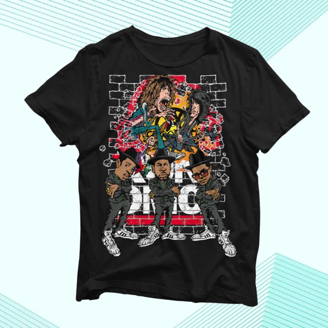 Aerosmith Store Merch Aerosmith X Run Dmc Walk This Way Illustrated Shirt
