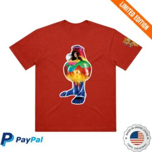 Bjork Merch Store Official Volta Album Cover Shirt Red - Custom Dyed