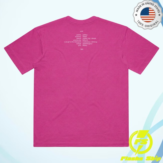 Bjork Store Merch Official Post Album Cover T-Shirt Pink 4 Bjork Store Merch Official Post Album Cover T-Shirt Pink