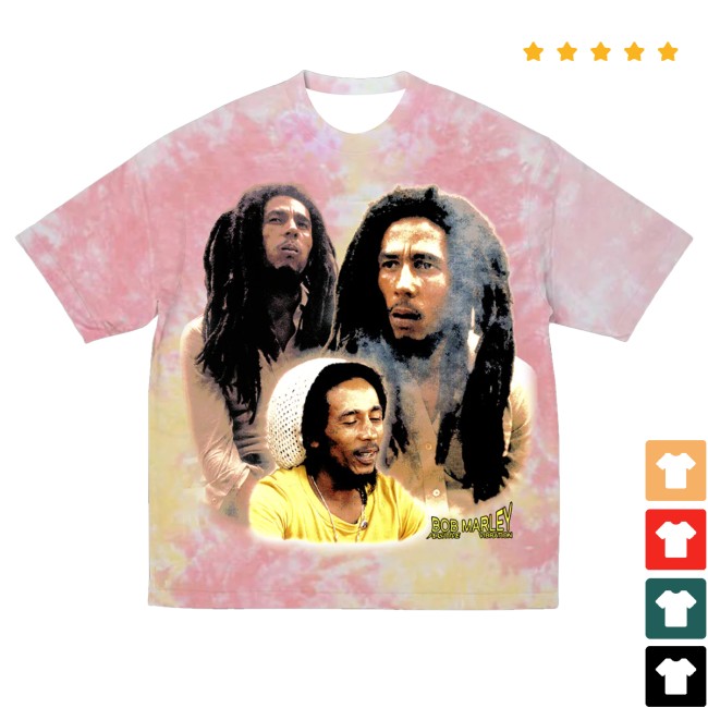Bob Marley Store Merch Photo Collage Tie Dye T-Shirt 2 Bob Marley Store Merch Photo Collage Tie Dye T-Shirt