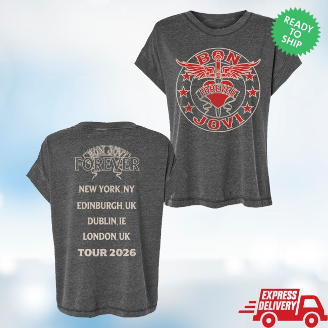 Bon Jovi Merch Shop Bon Jovi Forever Tour 2026 Washed Women's T-Shirt 5 Bon Jovi Merch Shop Bon Jovi Forever Tour 2026 Washed Women's T-Shirt
