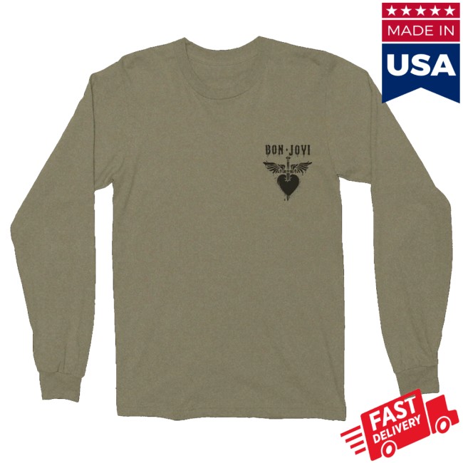 Bon Jovi Merch Shop Heart & Dagger Military Green Long Sleeve 3 Bon Jovi Merch Shop Heart & Dagger Military Green Long Sleeve