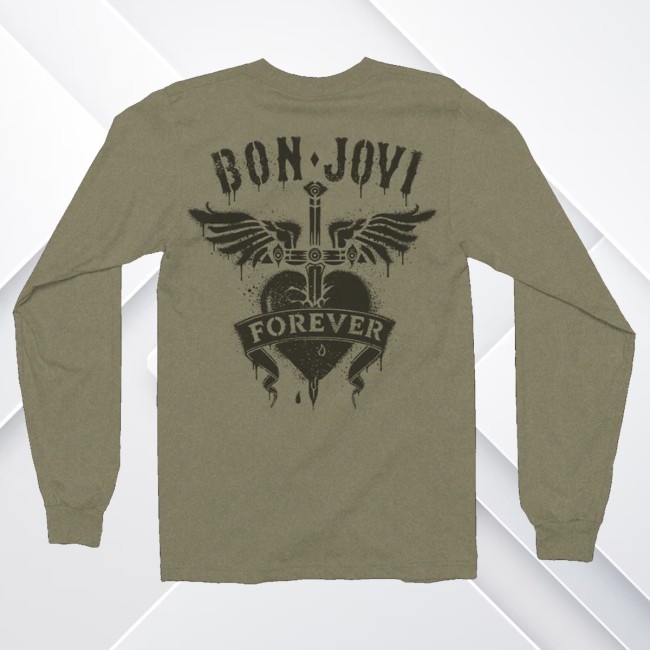 Bon Jovi Merch Shop Heart & Dagger Military Green Long Sleeve 4 Bon Jovi Merch Shop Heart & Dagger Military Green Long Sleeve