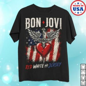 Bon Jovi Merch Shop Red, White And Jersey Nyc Black T-Shirt