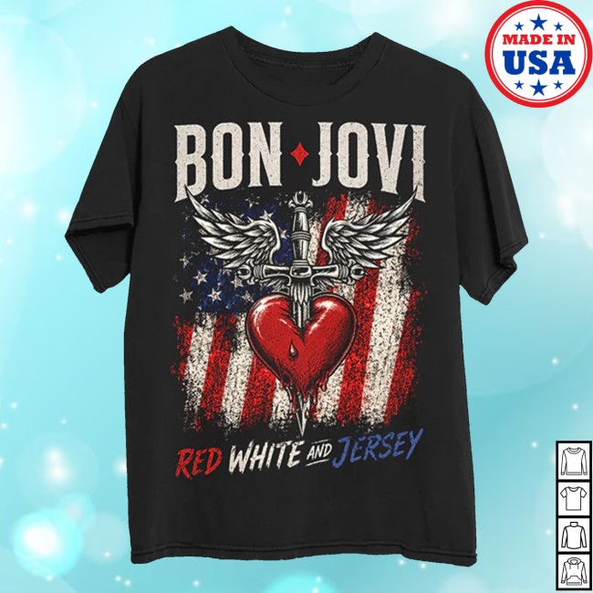 Bon Jovi Merch Shop Red, White And Jersey Nyc Black T-Shirt 3 Bon Jovi Merch Shop Red, White And Jersey Nyc Black T-Shirt