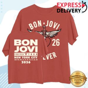 Bon Jovi Merch Shop Store Ny '26 Muted Red T-Shirt