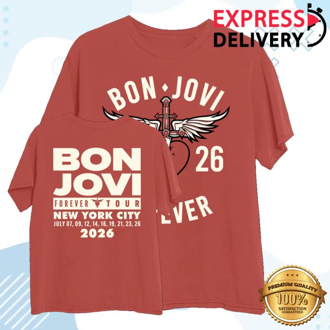 Bon Jovi Merch Shop Store Ny '26 Muted Red T-Shirt 3 Bon Jovi Merch Shop Store Ny '26 Muted Red T-Shirt