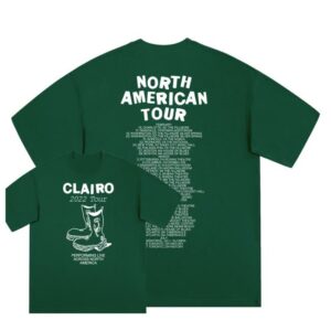 Clairo Merch Store Shop Boots North American Tour (Green) T-Shirt