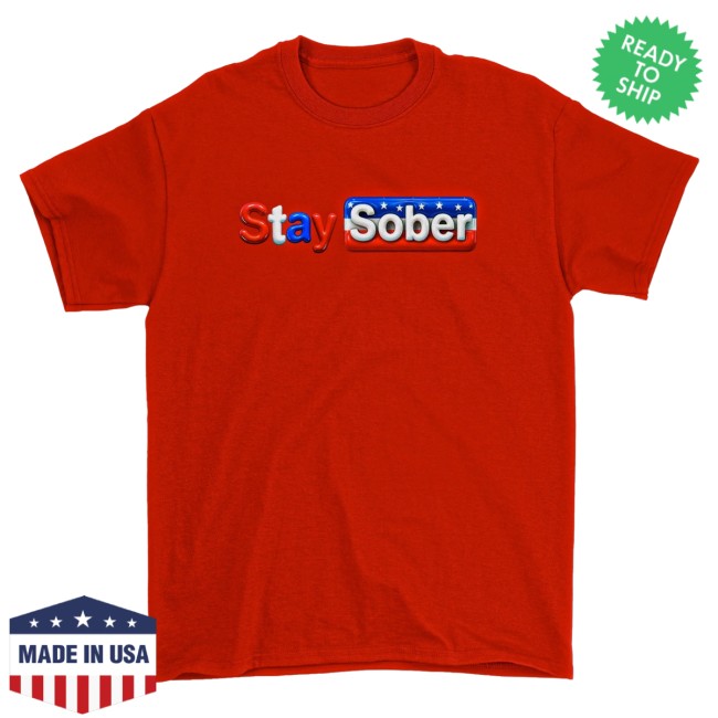 D'aydrian Harding Merch Store Stay Sober America Red Tee