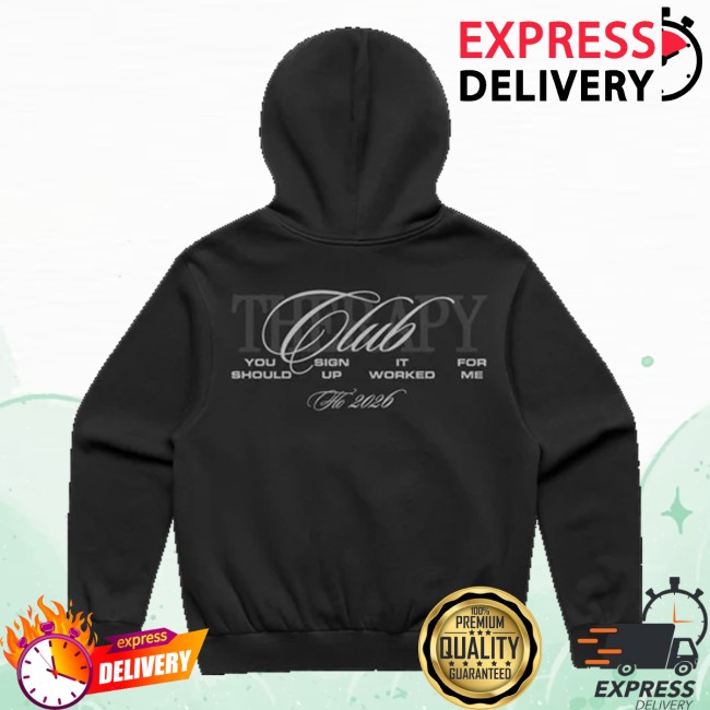 Flo Merch Shop Therapy At The Club Black Script Hoodie 4 Flo Merch Shop Therapy At The Club Black Script Hoodie