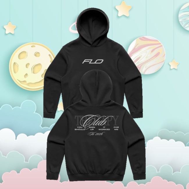 Flo Merch Shop Therapy At The Club Black Script Hoodie 5 Flo Merch Shop Therapy At The Club Black Script Hoodie