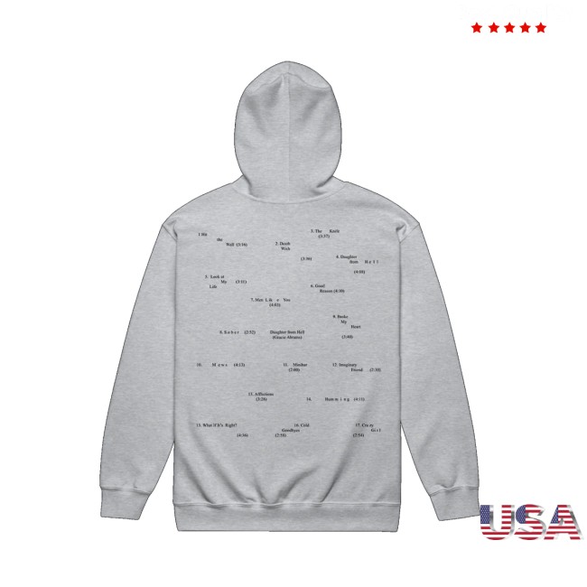 Gracie Abrams Merch Store Daughter From Hell Tracklist Zip-Up Hoodie 3 Gracie Abrams Merch Store Daughter From Hell Tracklist Zip-Up Hoodie