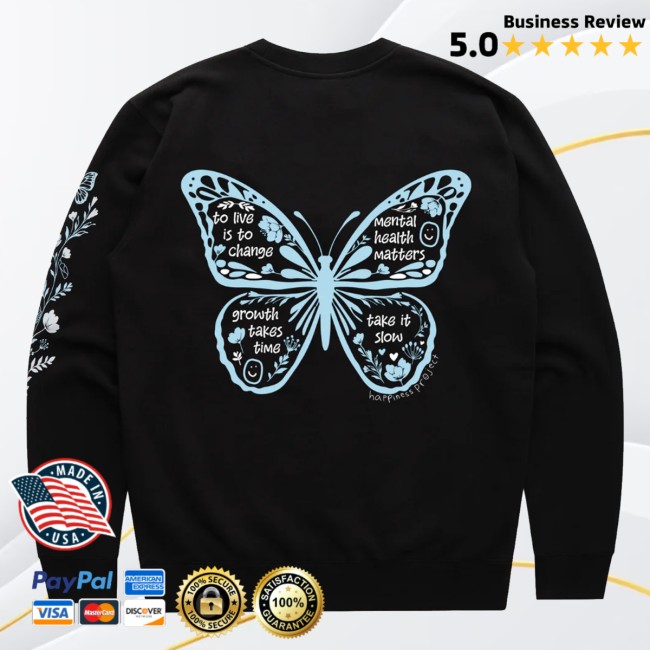 Happiness Project Merch Store Butterfly Crewneck 5 Happiness Project Merch Store Butterfly Crewneck