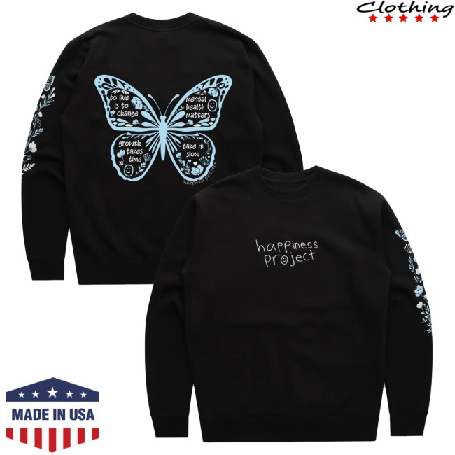 Happiness Project Merch Store Butterfly Crewneck 7 Happiness Project Merch Store Butterfly Crewneck