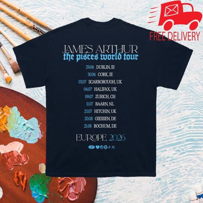 James Arthur Merch Store Pisces Photo Itin 2026 Navy Shirt