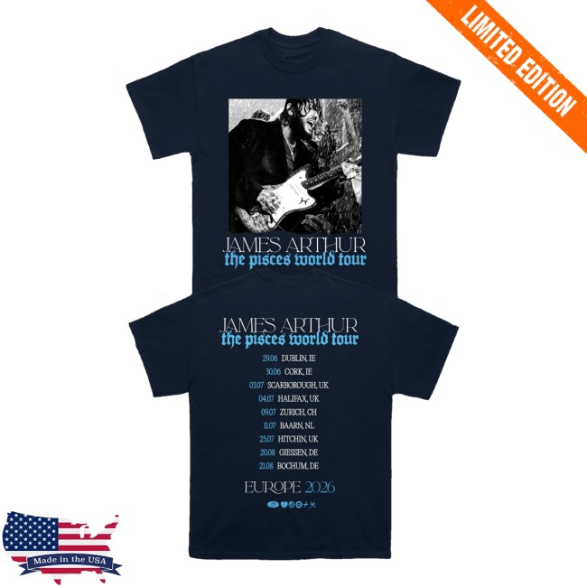 James Arthur Merch Store Pisces Photo Itin 2026 Navy Shirt