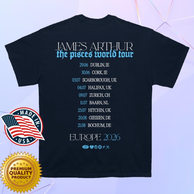 James Arthur Merch Store Pisces Photo Itin 2026 Navy Tee